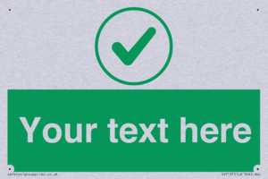 Custom green background, green tick in circle sign